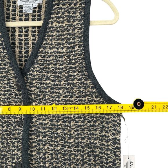 Baldanza Country Meadow Gray Sleeveless Pocket Button Closure Pattern Vest Small - Picture 6 of 7